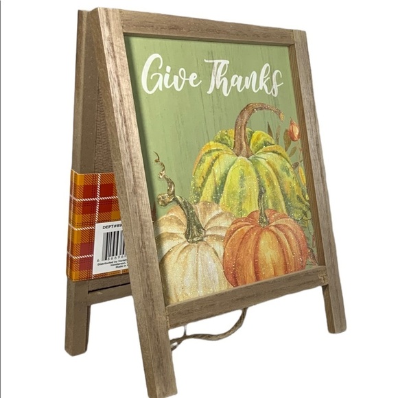 Autumn Give Thanks Write on Blackboard 2 Sides Table Counter Decor Wood Easel - Picture 2 of 16